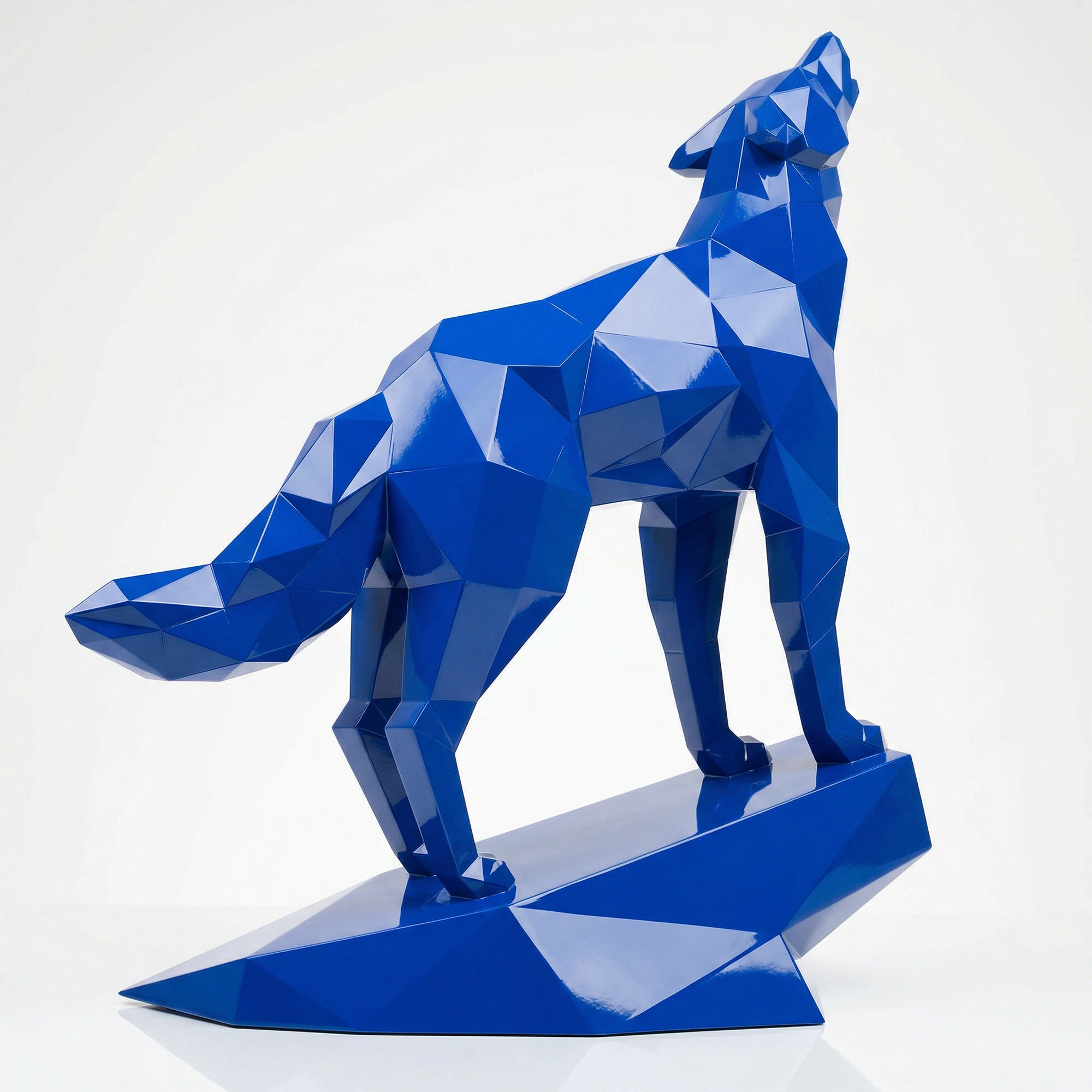 Grande Sculpture Loup Origami Facettée - Sculpture Origami