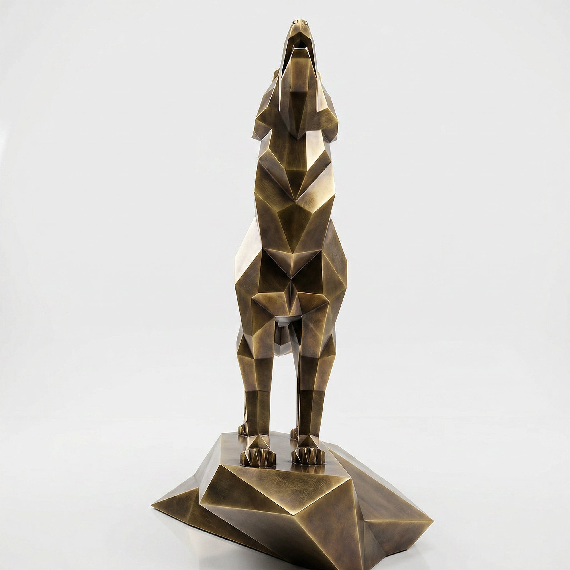 Grande Sculpture Loup Origami Facettée - Sculpture Origami