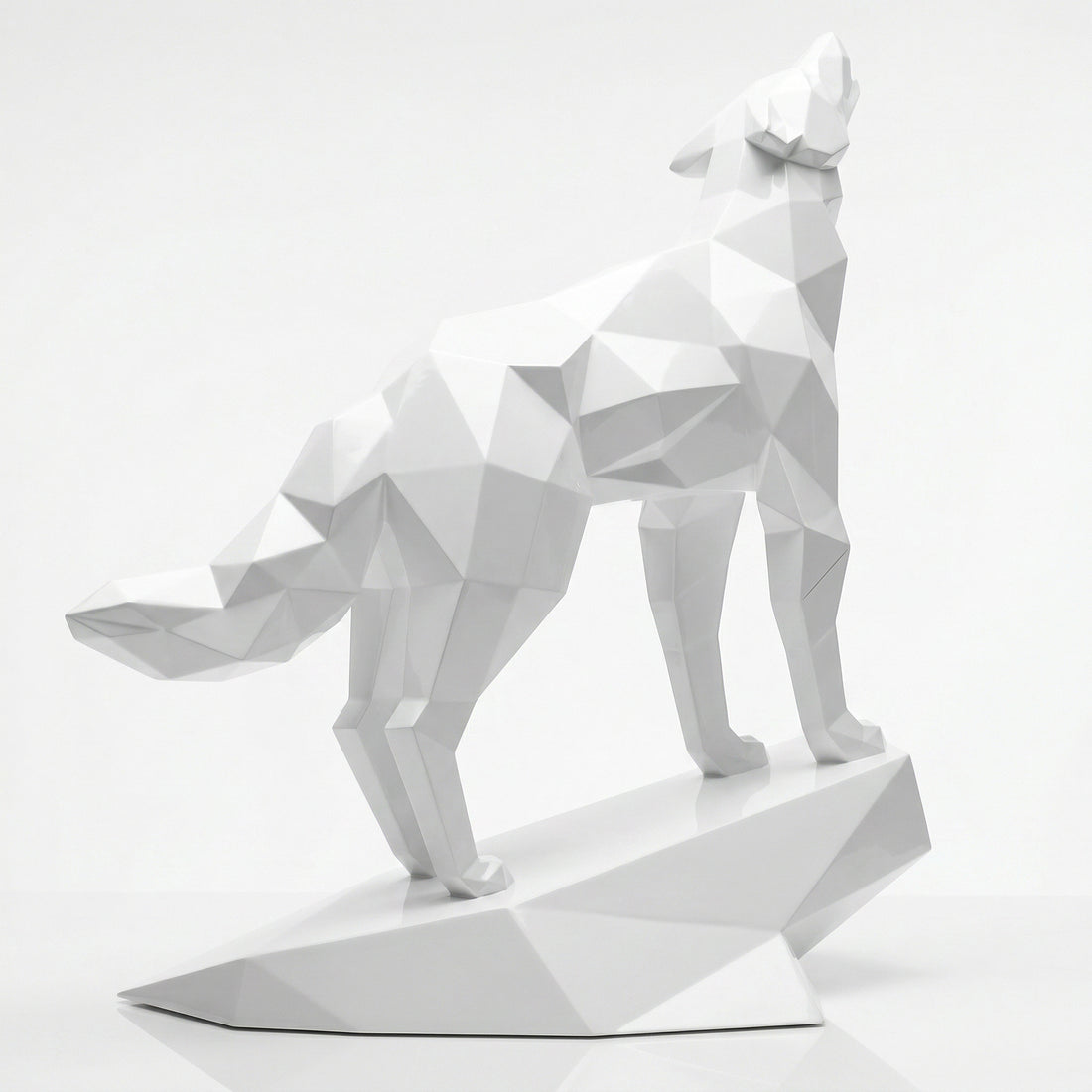 Grande Sculpture Loup Origami Facettée - Sculpture Origami