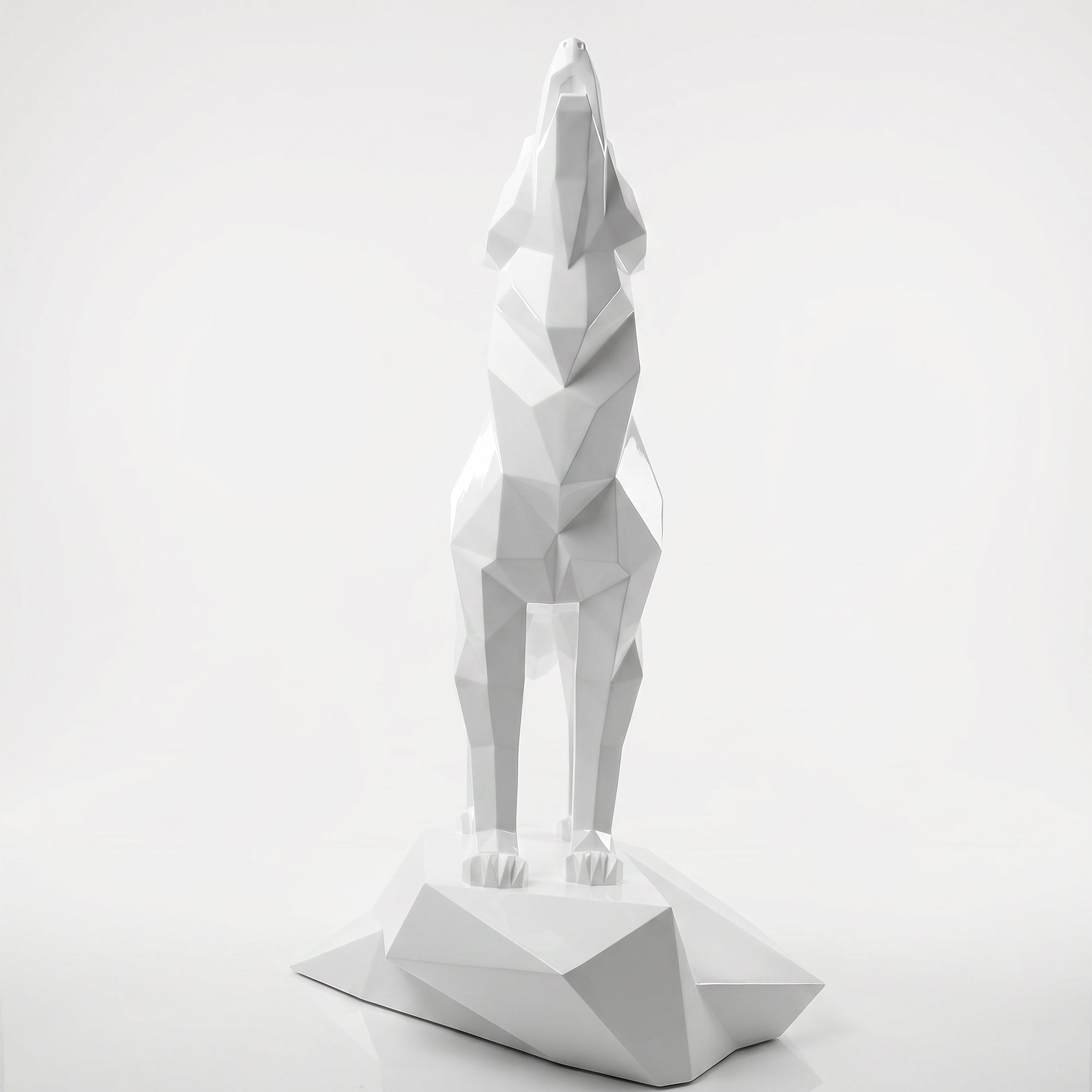 Grande Sculpture Loup Origami Facettée - Sculpture Origami