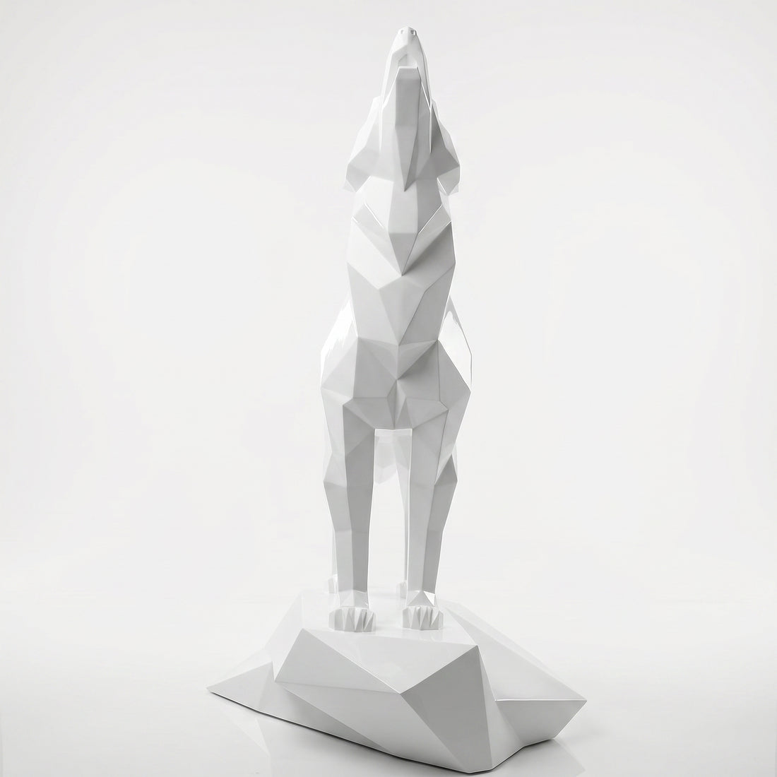 Grande Sculpture Loup Origami Facettée - Sculpture Origami
