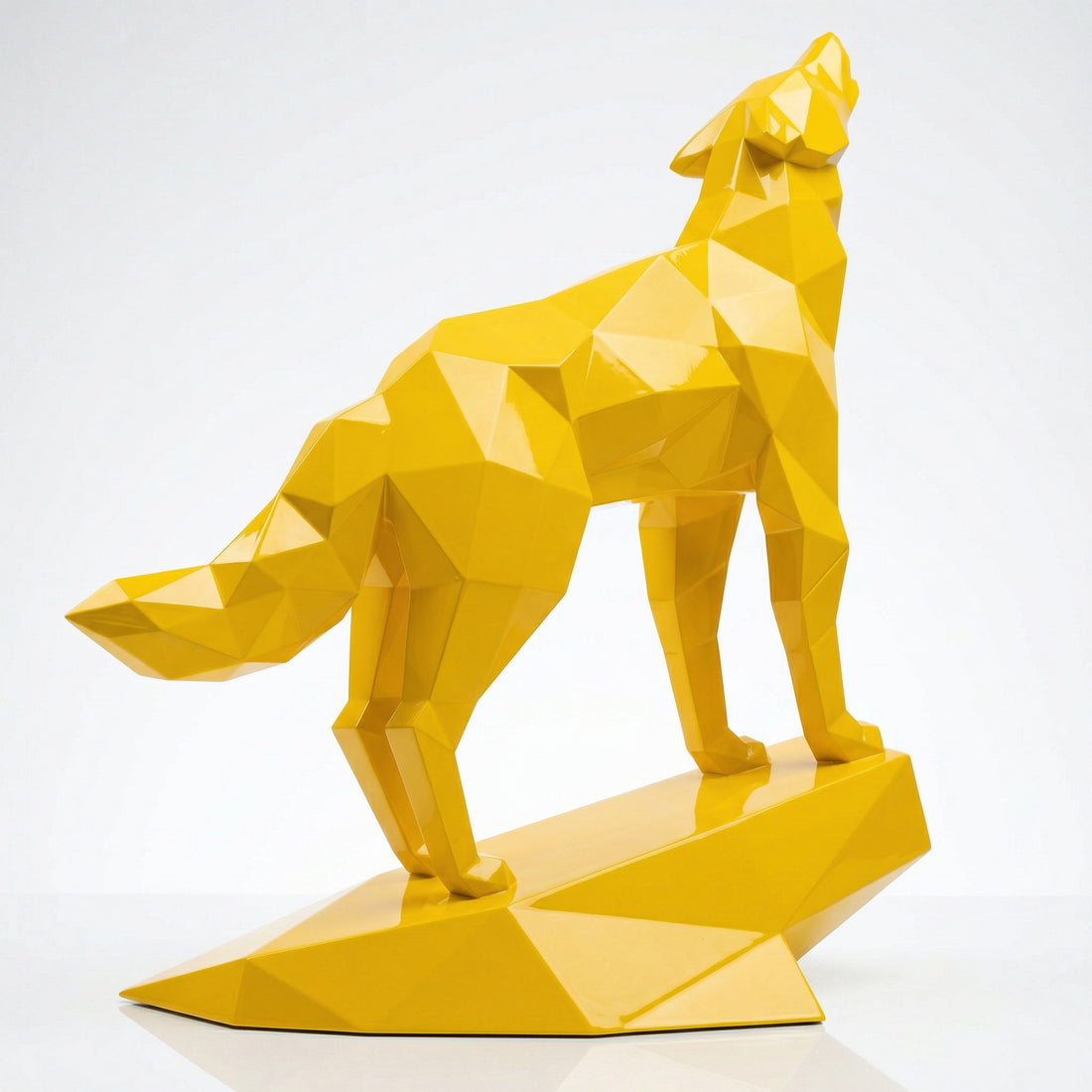 Grande Sculpture Loup Origami Facettée - Sculpture Origami