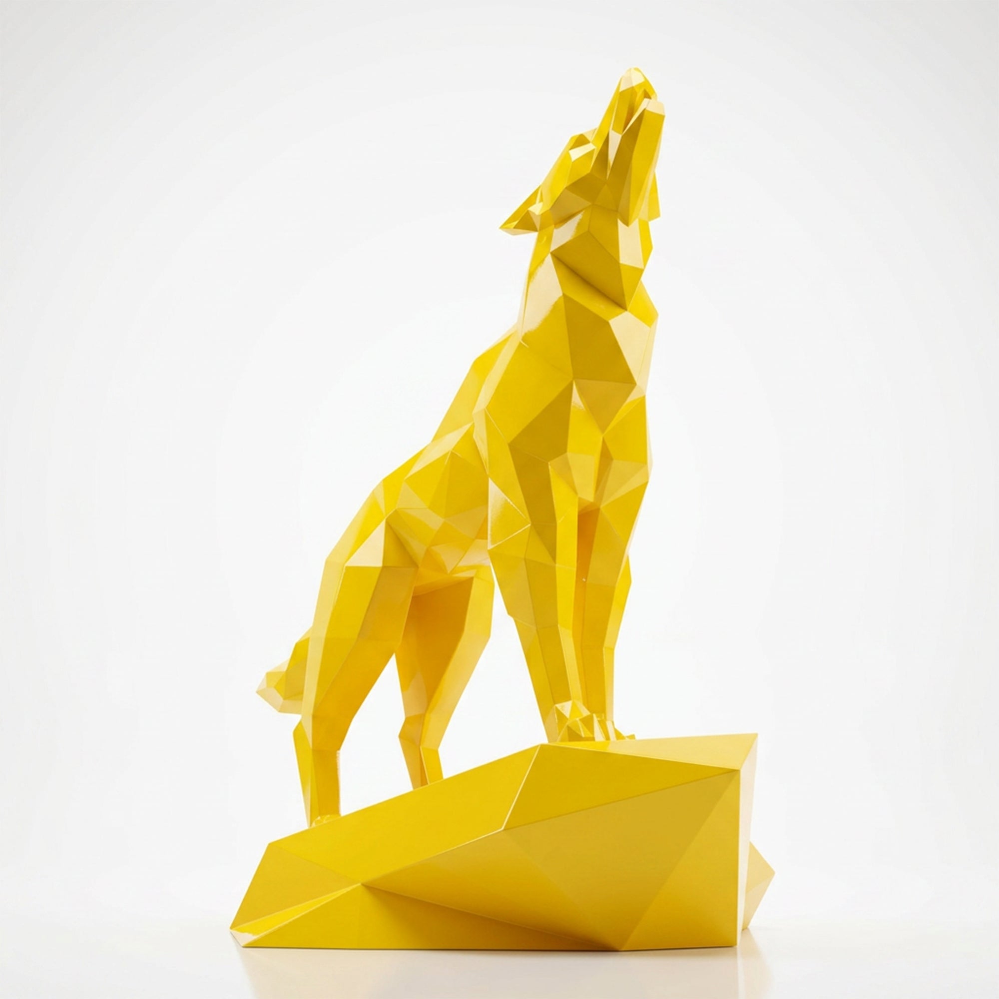 Grande Sculpture Loup Origami Facettée - Sculpture Origami