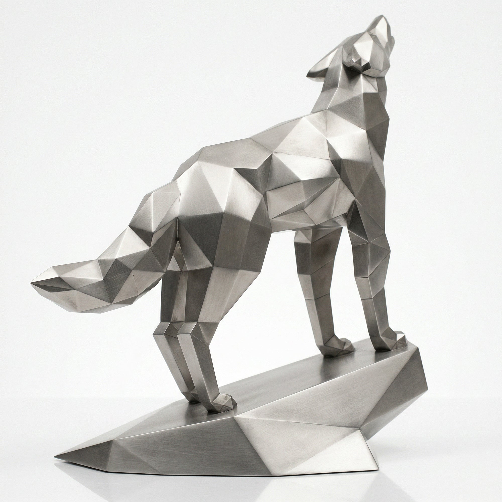 Grande Sculpture Loup Origami Facettée - Sculpture Origami