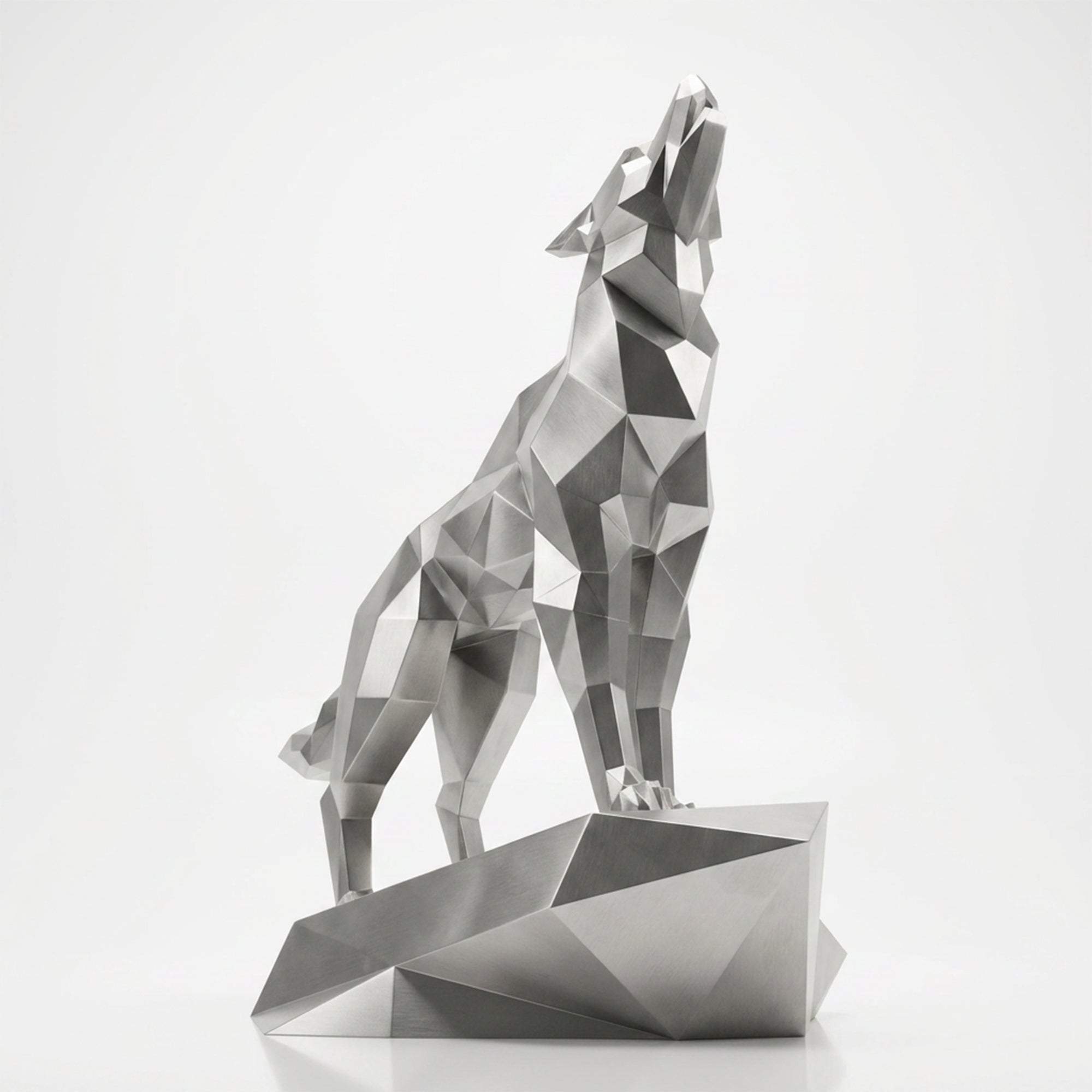 Grande Sculpture Loup Origami Facettée - Sculpture Origami