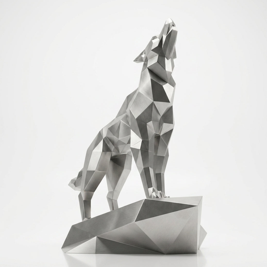 Grande Sculpture Loup Origami Facettée - Sculpture Origami