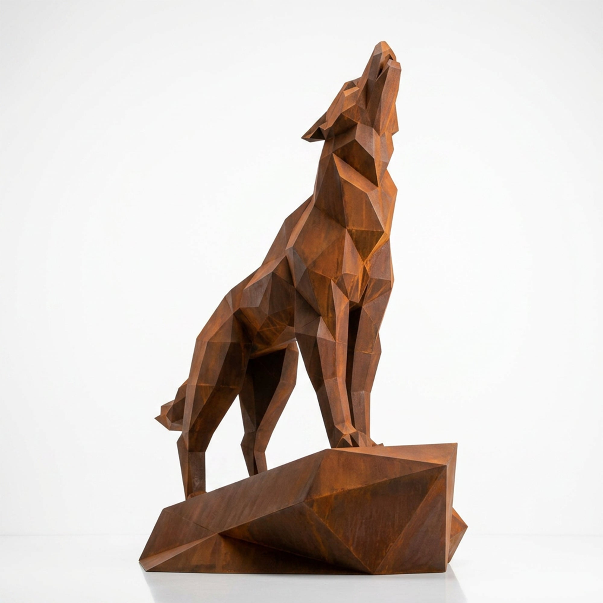 Grande Sculpture Loup Origami Facettée - Sculpture Origami