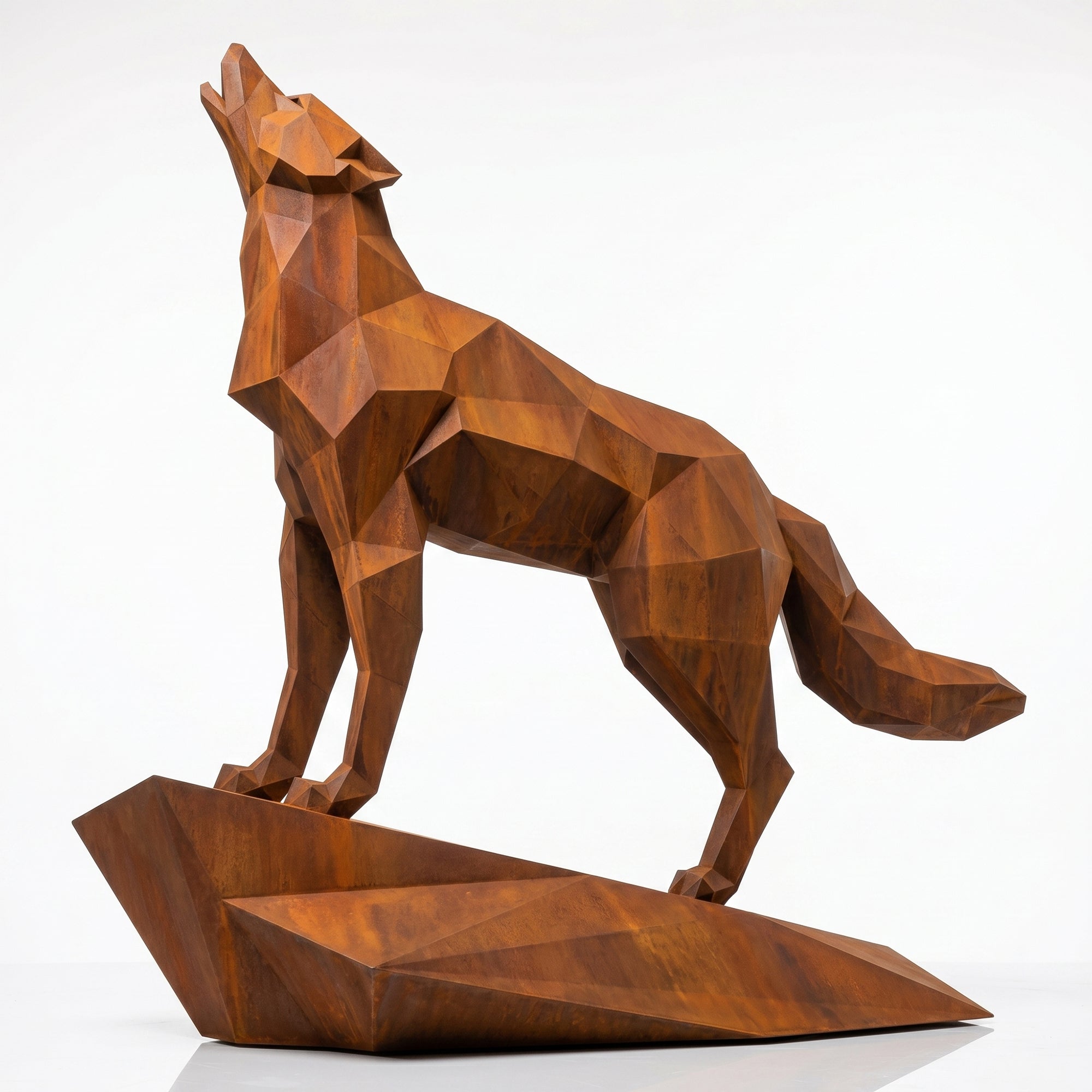Grande Sculpture Loup Origami Facettée - Sculpture Origami