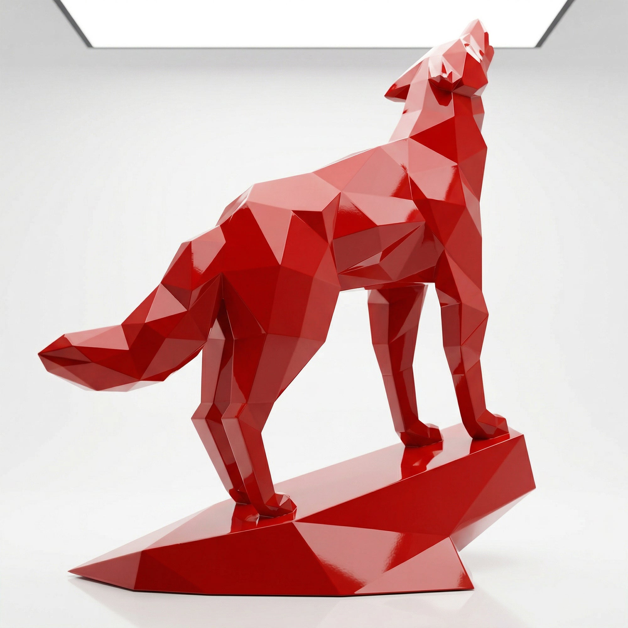 Grande Sculpture Loup Origami Facettée - Sculpture Origami