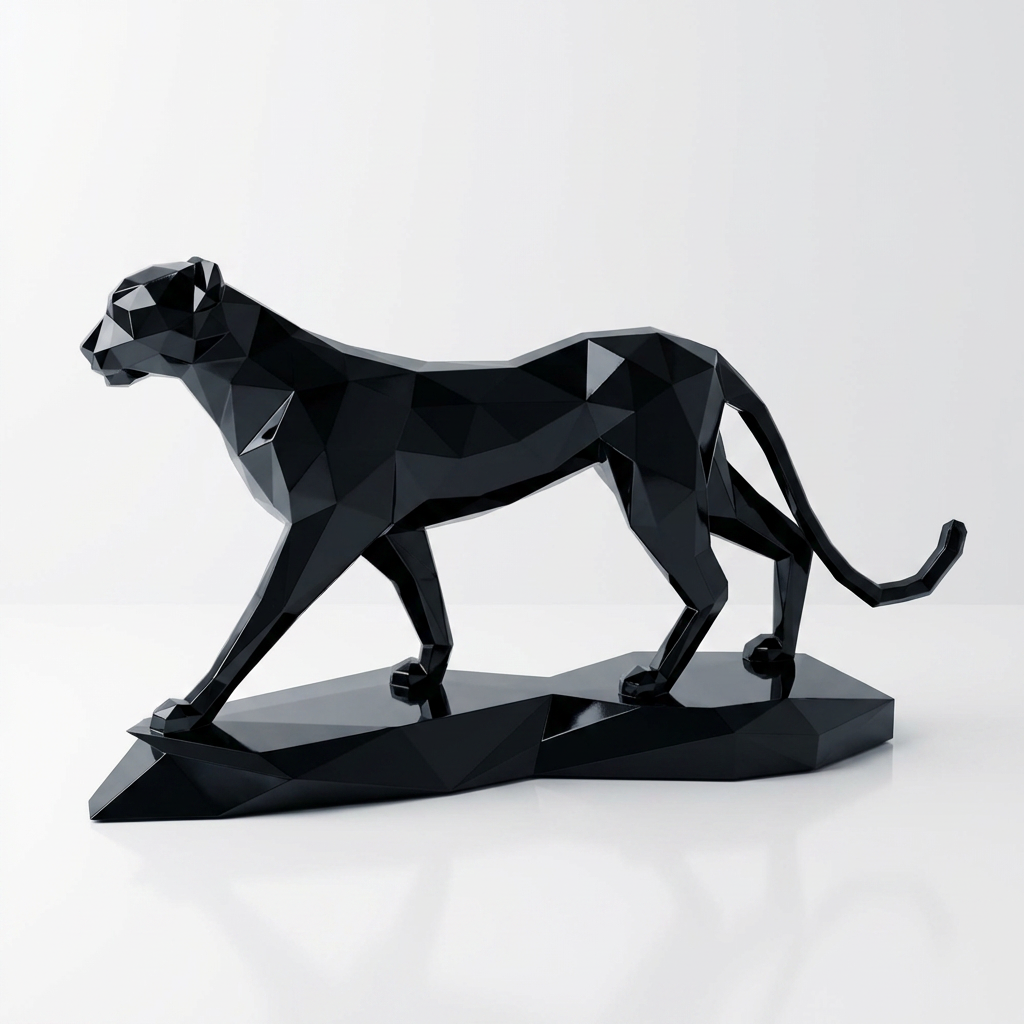 Grande Sculpture Origami Panthère - Sculpture Origami