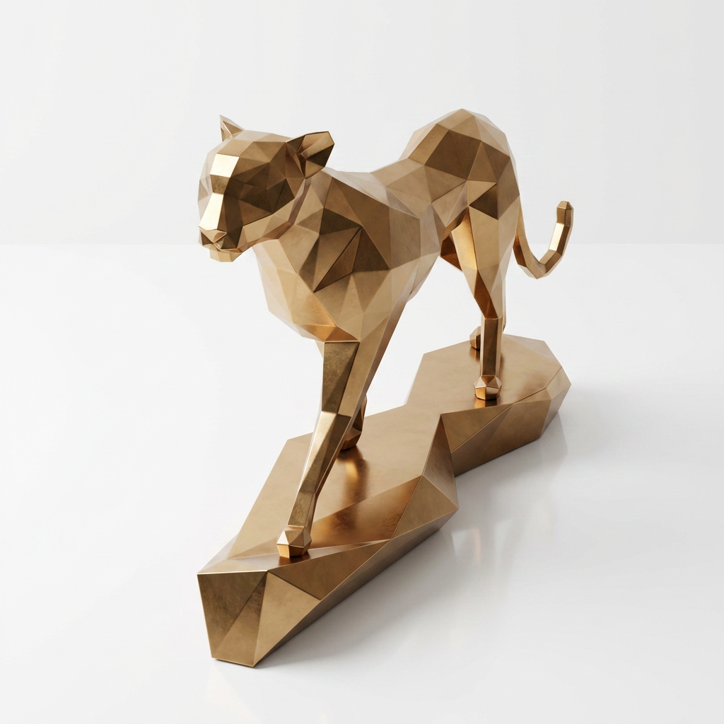 Grande Sculpture Origami Panthère - Sculpture Origami