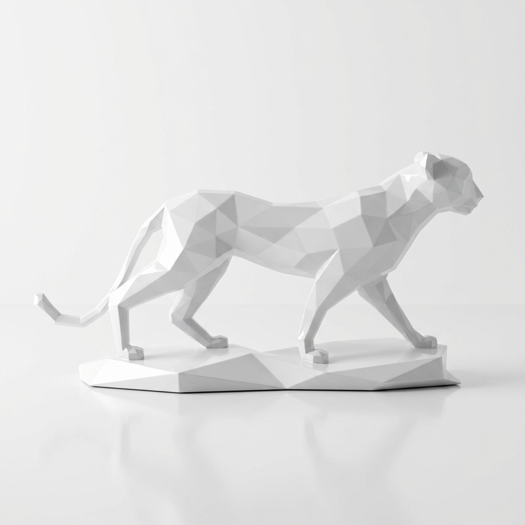 Grande Sculpture Origami Panthère - Sculpture Origami