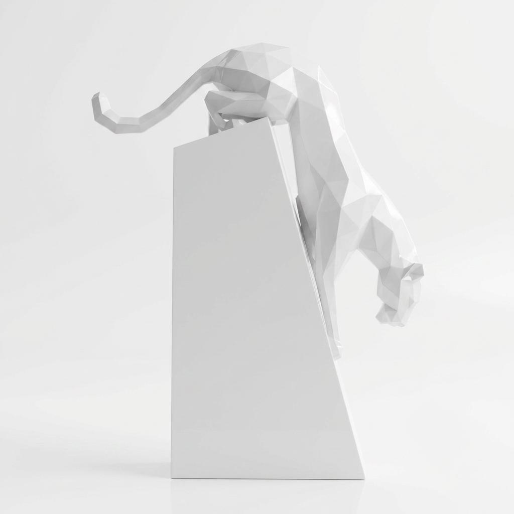 Grande Sculpture Origami Panthère en Descente - Sculpture Origami