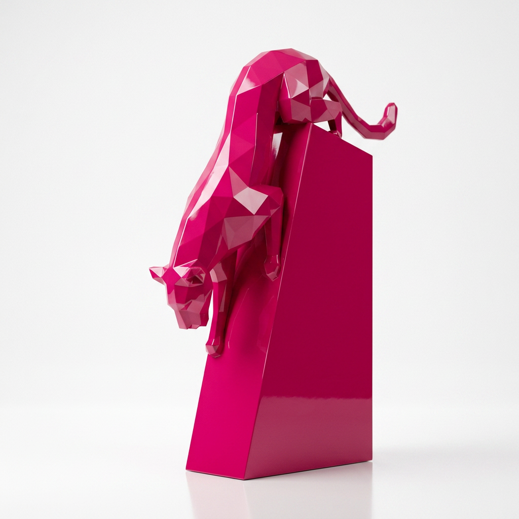 Grande Sculpture Origami Panthère en Descente - Sculpture Origami