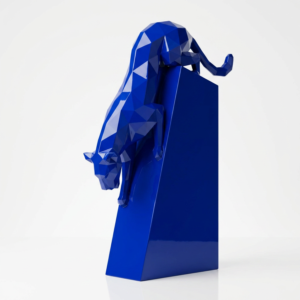 Grande Sculpture Origami Panthère en Descente - Sculpture Origami
