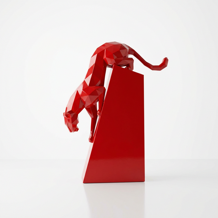 Grande Sculpture Origami Panthère en Descente - Sculpture Origami