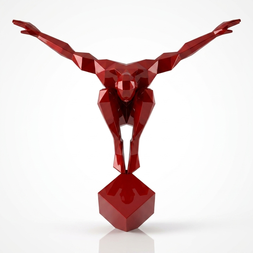 Petite Sculpture Origami Polygonal Balance en Résine - Sculpture Origami