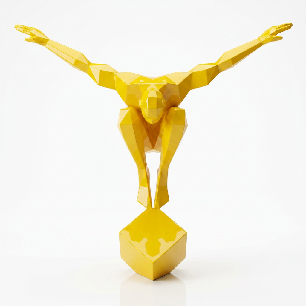 Petite Sculpture Origami Polygonal Balance en Résine - Sculpture Origami