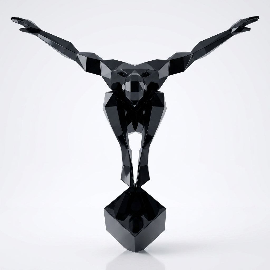 Petite Sculpture Origami Polygonal Balance en Résine - Sculpture Origami