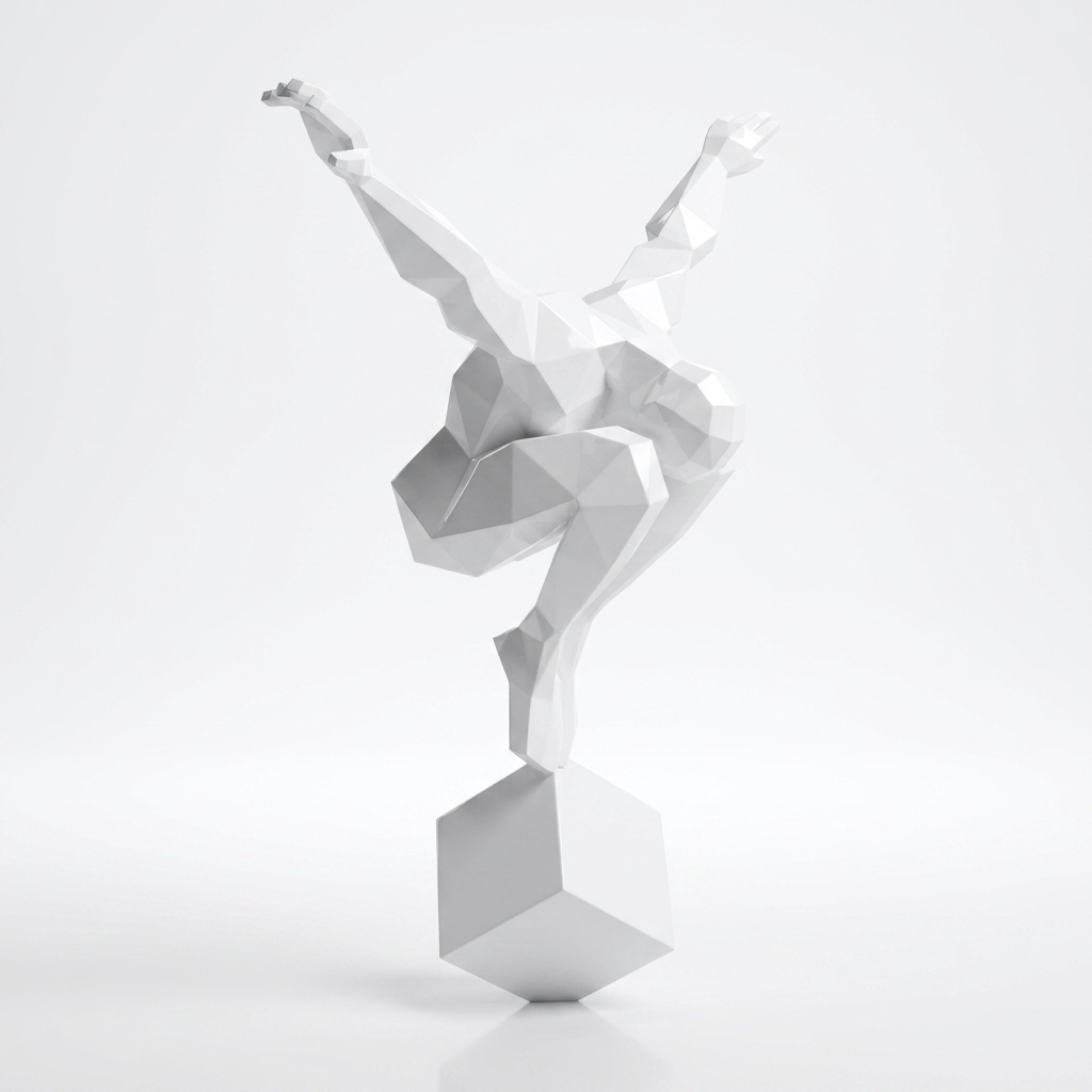 Petite Sculpture Origami Polygonal Balance en Résine - Sculpture Origami