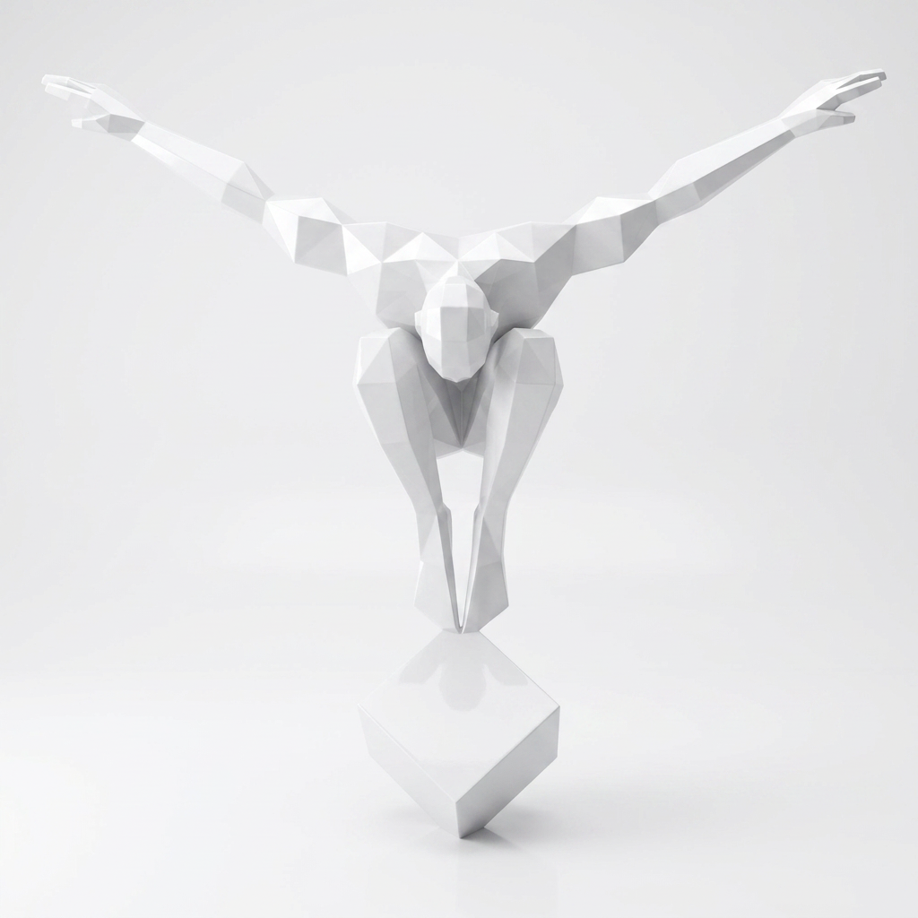 Petite Sculpture Origami Polygonal Balance en Résine - Sculpture Origami