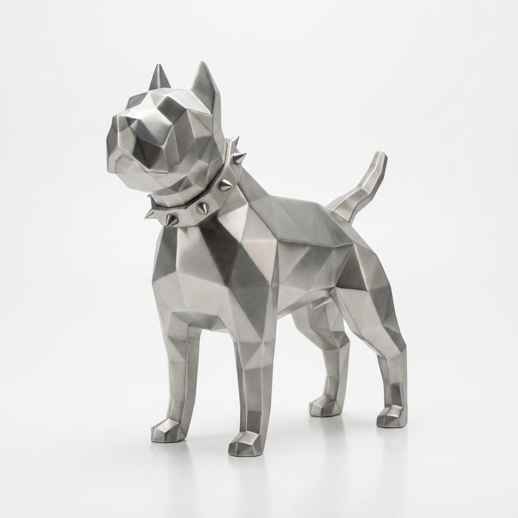 Grande Sculpture Origami de Bull Terrier - Sculpture Origami
