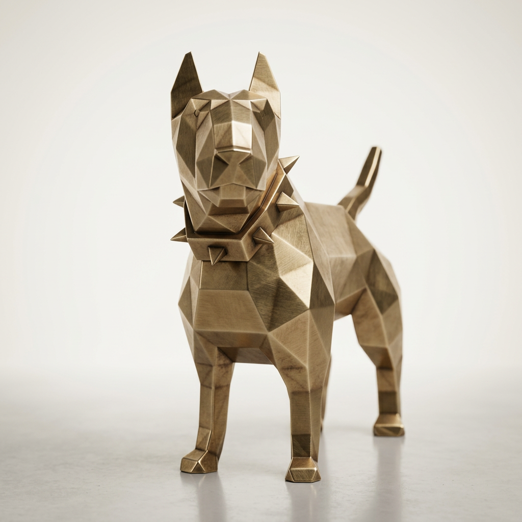 Grande Sculpture Origami de Bull Terrier - Sculpture Origami