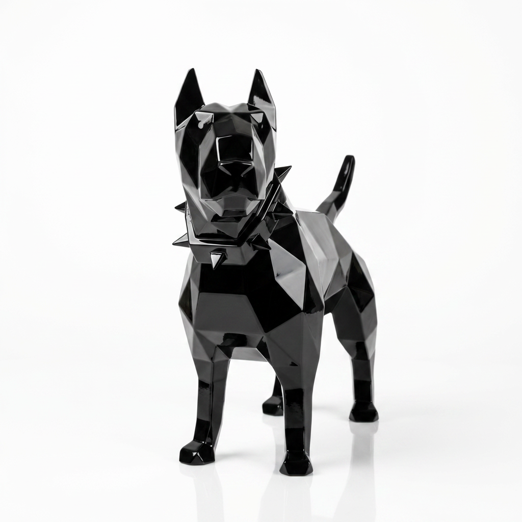 Grande Sculpture Origami de Bull Terrier - Sculpture Origami