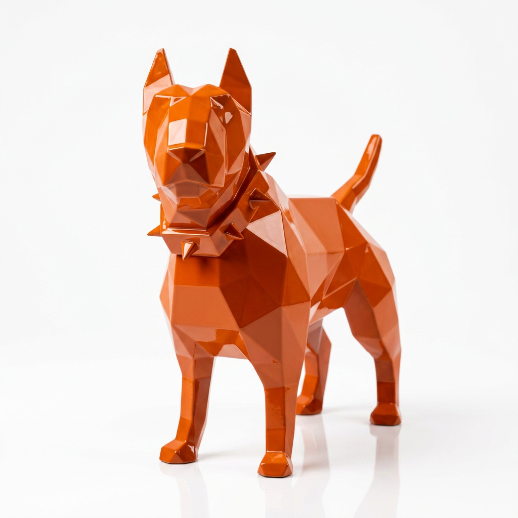 Grande Sculpture Origami de Bull Terrier - Sculpture Origami