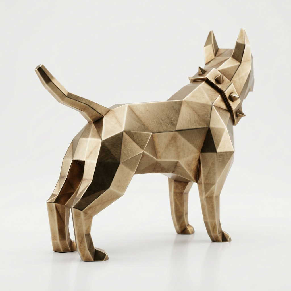 Grande Sculpture Origami de Bull Terrier - Sculpture Origami