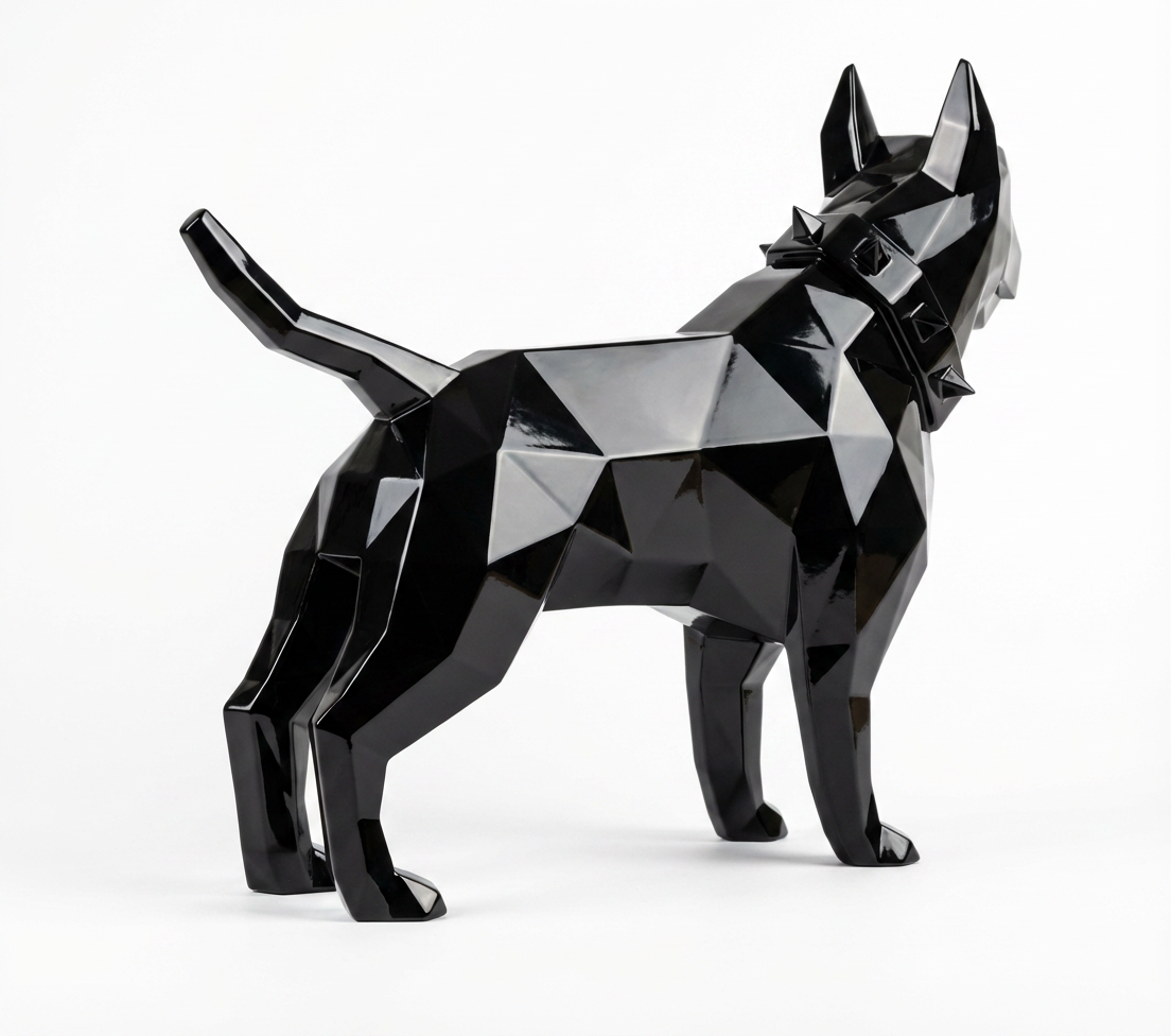 Grande Sculpture Origami de Bull Terrier - Sculpture Origami