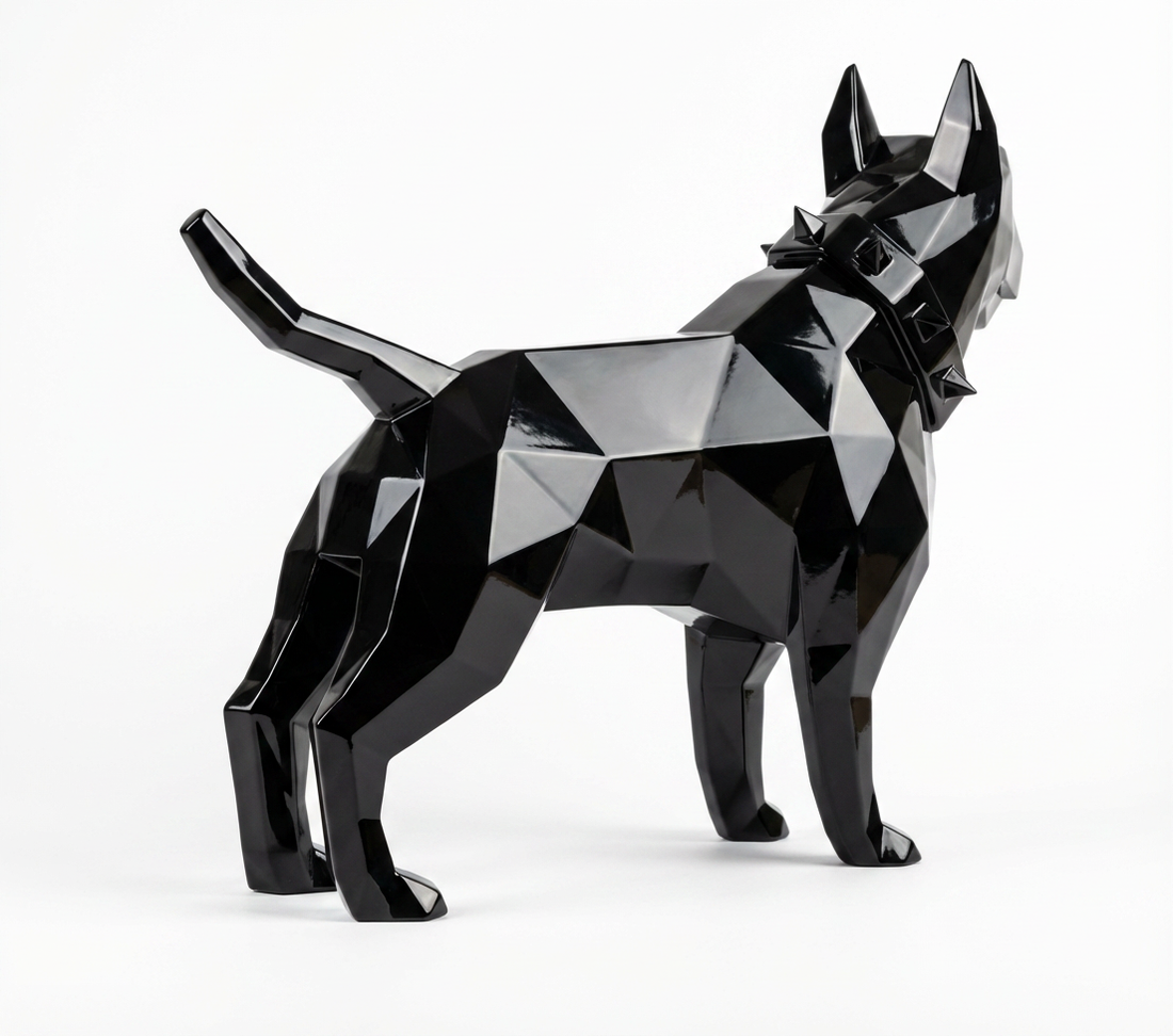 Grande Sculpture Origami de Bull Terrier - Sculpture Origami
