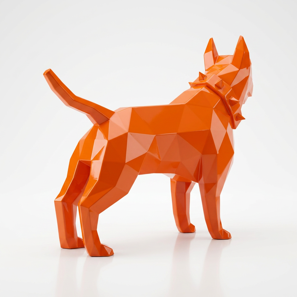 Grande Sculpture Origami de Bull Terrier - Sculpture Origami