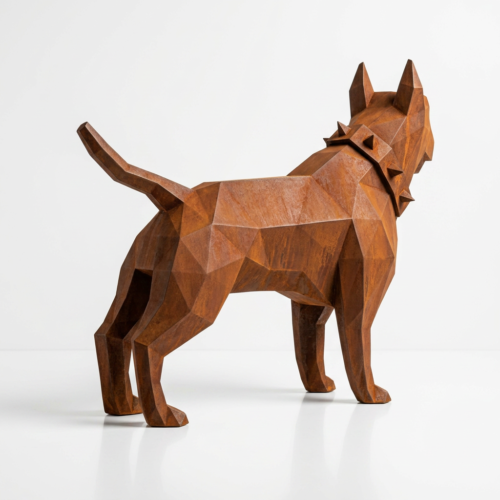 Grande Sculpture Origami de Bull Terrier - Sculpture Origami