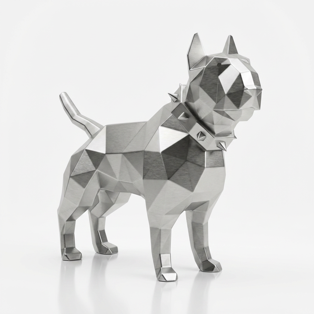 Grande Sculpture Origami de Bull Terrier - Sculpture Origami