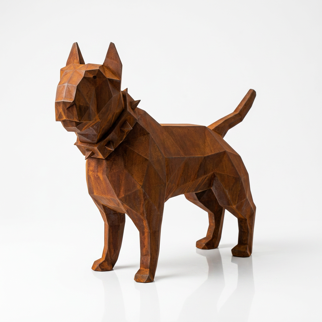 Grande Sculpture Origami de Bull Terrier - Sculpture Origami