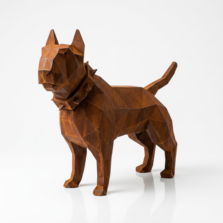 Grande Sculpture Origami de Bull Terrier - Sculpture Origami