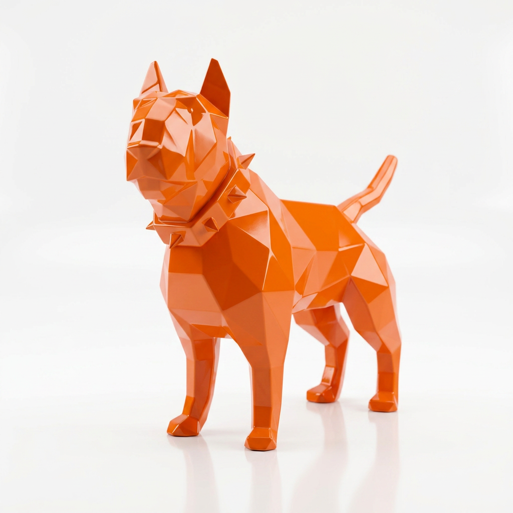 Grande Sculpture Origami de Bull Terrier - Sculpture Origami