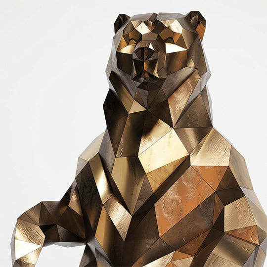 Grande Sculpture Ours Debout Facettée - Sculpture Origami