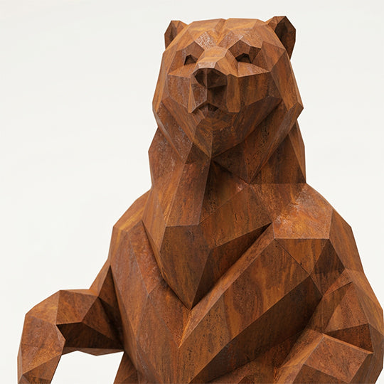 Grande Sculpture Ours Debout Facettée - Sculpture Origami