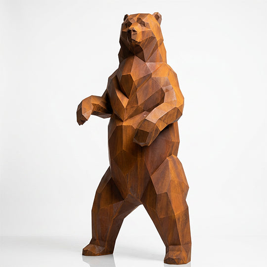 Grande Sculpture Ours Debout Facettée - Sculpture Origami
