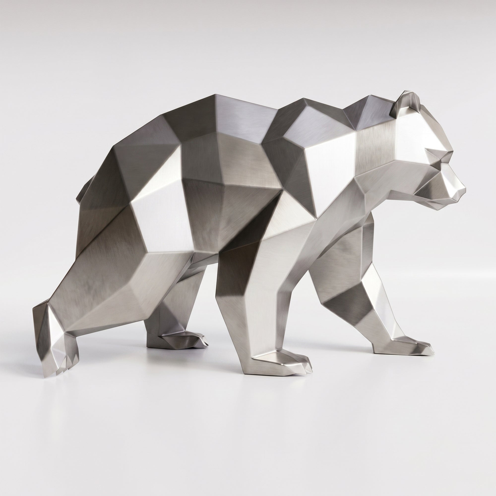Grande Sculpture Ours Polaire Géométrique Facettée - Sculpture Origami