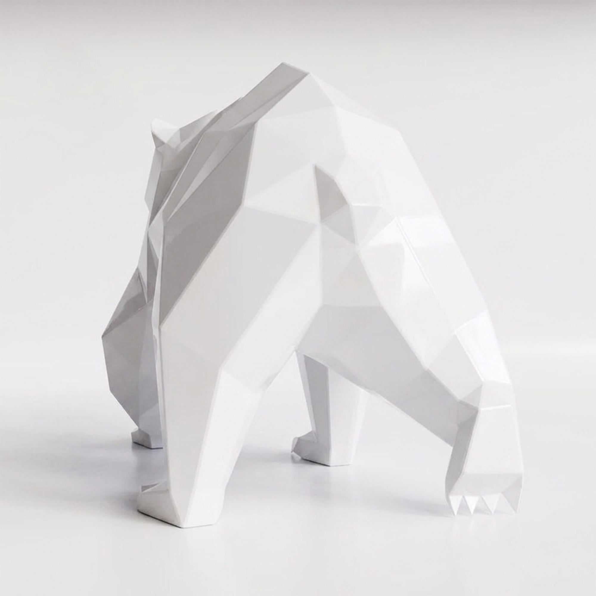 Grande Sculpture Ours Polaire Géométrique Facettée - Sculpture Origami