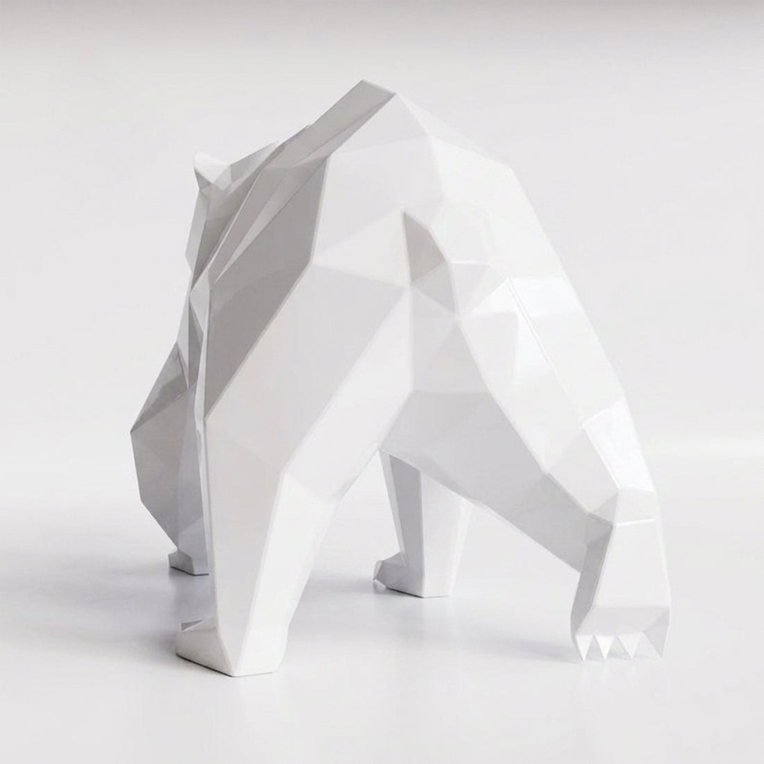 Grande Sculpture Ours Polaire Géométrique Facettée - Sculpture Origami