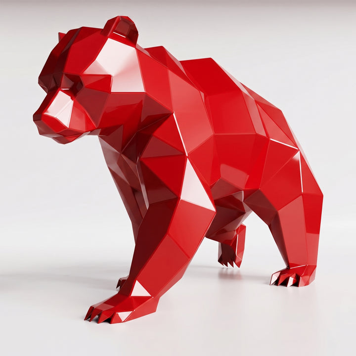 Grande Sculpture Ours Polaire Géométrique Facettée - Sculpture Origami