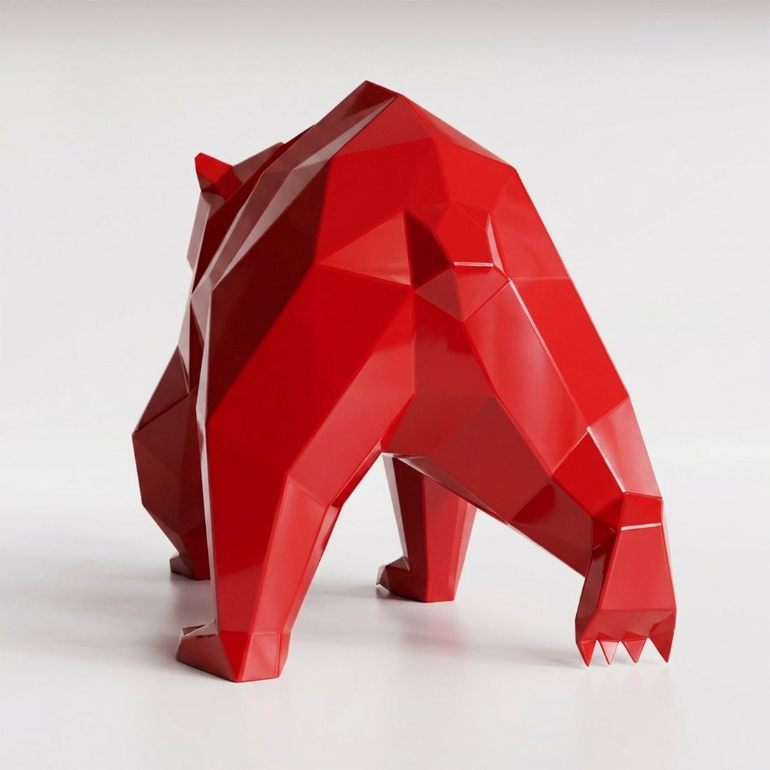 Grande Sculpture Ours Polaire Géométrique Facettée - Sculpture Origami
