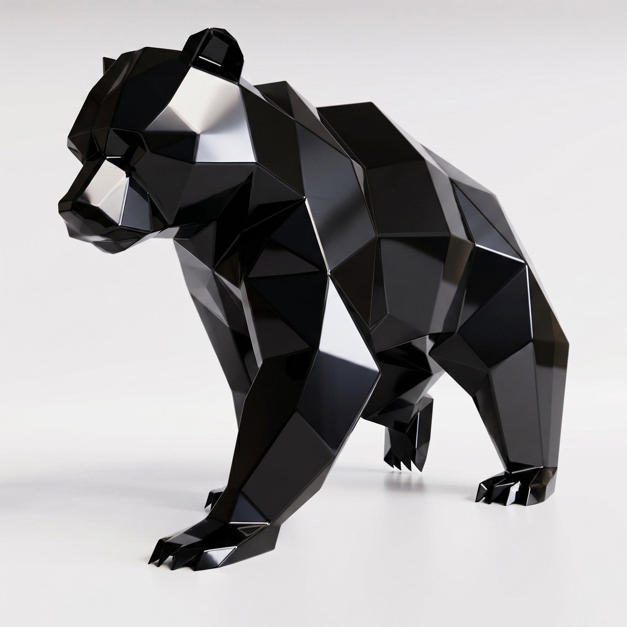 Grande Sculpture Ours Polaire Géométrique Facettée - Sculpture Origami