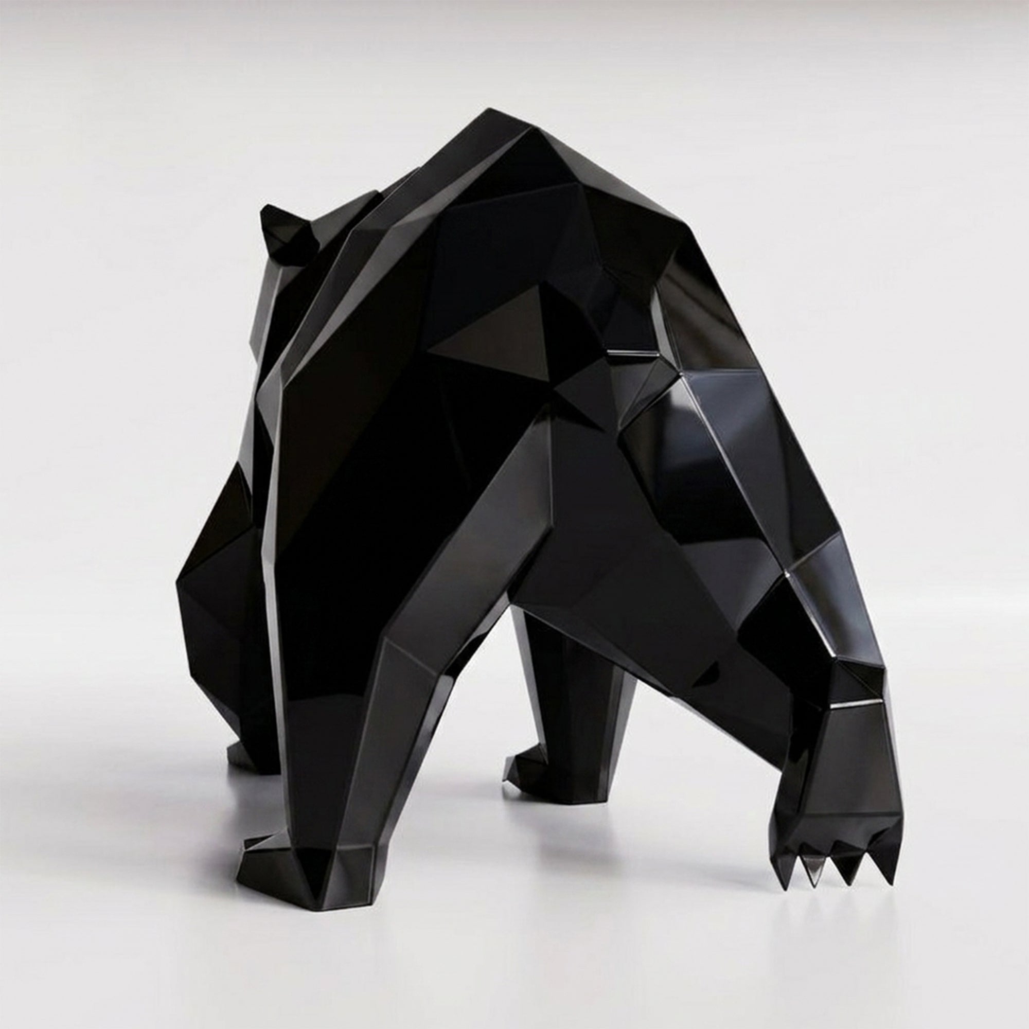 Grande Sculpture Ours Polaire Géométrique Facettée - Sculpture Origami