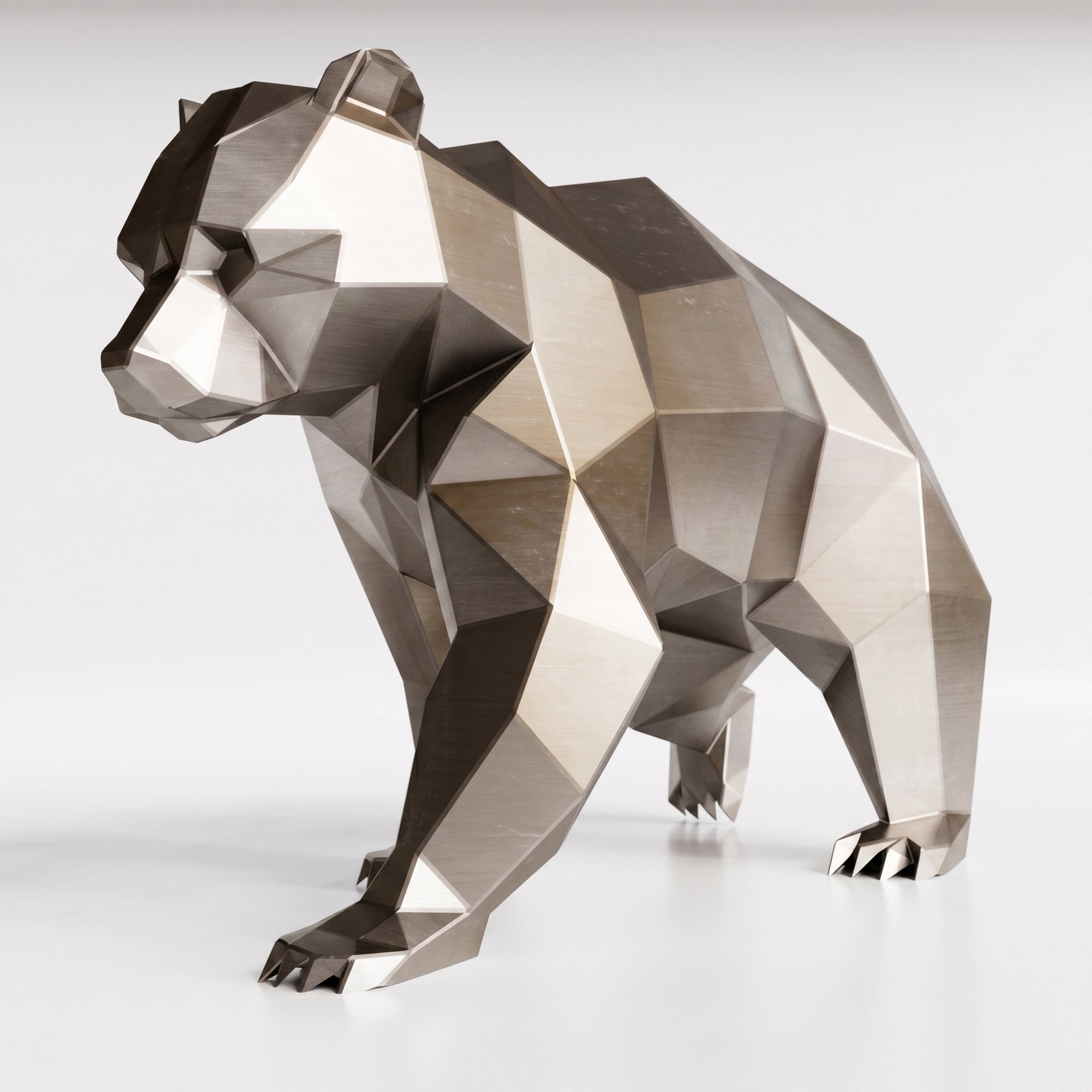 Grande Sculpture Ours Polaire Géométrique Facettée - Sculpture Origami