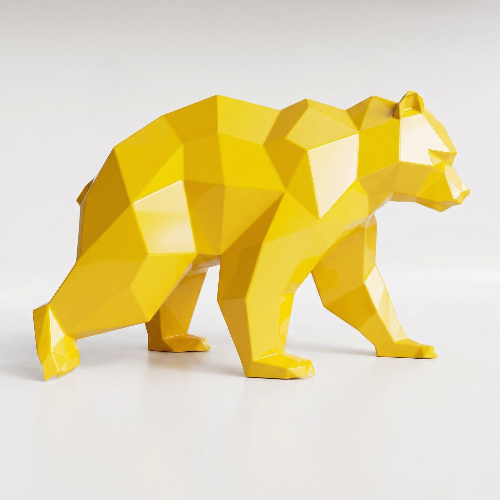 Grande Sculpture Ours Polaire Géométrique Facettée - Sculpture Origami